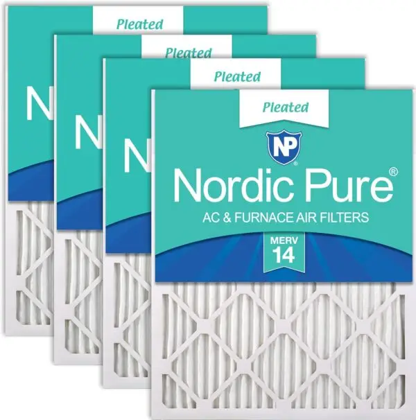 Nordic Pure 20x20x1 (19_1/2 x 19_1/2 x 3/4) Pleated MERV 14 Air Filters 4 Pack