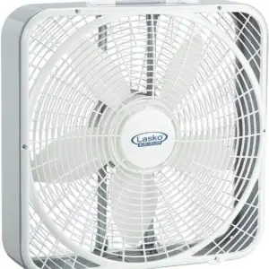 Lasko Weather-Shield Performance Box Fan, 3 Speeds, Innovative Wind Ring System for Up to 30% More Air, Carry Handle for Bedroom, Office, Home, 20 Inch, White, 3720