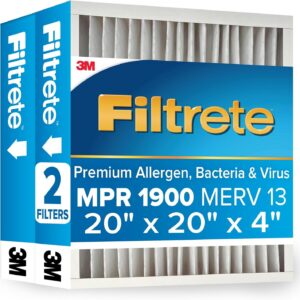🥇- Filtrete 20x20x4 AC Furnace Air Filter, MERV 13, MPR 1900, Premium Allergen, Bacteria & Virus Filter